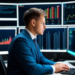 A focused cybersecurity professional, fully clothed in a modest business suit, seated at a desk in a modern, clean Security Operations Center (SOC). Multiple holographic screens display complex data visualizations, automated workflows, and real-time threat alerts, emphasizing rapid response and operational efficiency. The professional is calmly observing the streamlined processes. perfect anatomy, correct proportions, natural pose, well-formed hands, proper finger count, natural body proportions, professional photography, high quality, safe for work, appropriate content, family-friendly, professional dress.