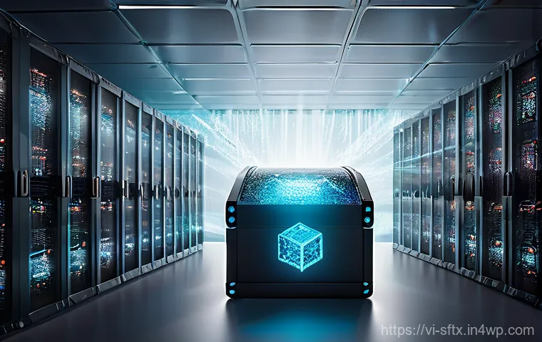 보안 오케스트레이션과 데이터프라이버시 - **Prompt:** A highly detailed, realistic illustration depicting a glowing, translucent treasure ches...