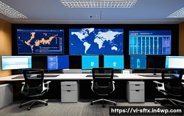 보안 오케스트레이션의 데이터 수집 방법 - A modern Vietnamese cybersecurity operations center with multiple large monitors displaying real-tim...