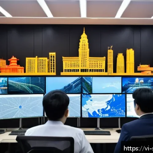 Home 32 보안 오케스트레이션의 글로벌 트렌드 - A high-tech cybersecurity operations center in Vietnam, featuring diverse security professionals col...