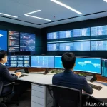 Home 19 보안 오케스트레이션 자동화의 지속 가능한 발전 - A modern Vietnamese enterprise cybersecurity operations center, featuring a diverse team of professi...