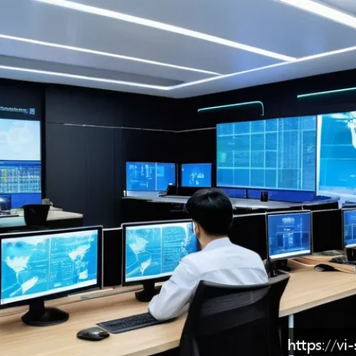 Home 30 보안 오케스트레이션 자동화의 IT 서비스 관리 - A modern IT security operations center with diverse Vietnamese IT professionals collaborating effici...